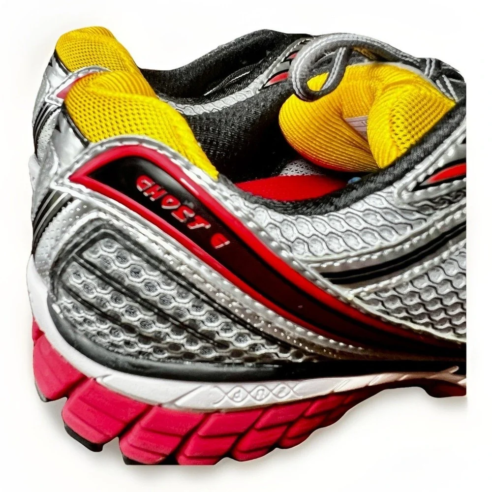 Brooks Ghost 6 Running Men's Shoes Silver Red Yellow White Size 9 2E (Wide) - Picture 5 of 11